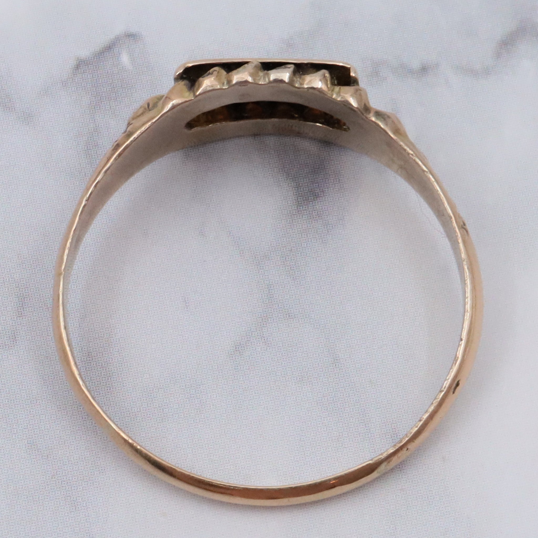 Antique Victorian 14k gold block signet ring, sz 9